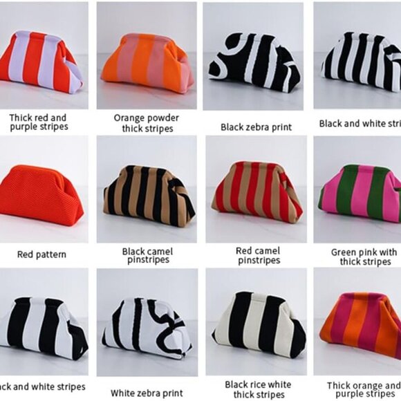 Clutch Purses for Women 2025 Summer Beach Woven Crochet Bag Dumpling Striped Ruc - Picture 4 of 6